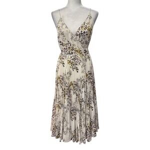 Aritzia Wilfred Wraparound Midi Dress with Tie Waist Womens Size M Pleated Flora